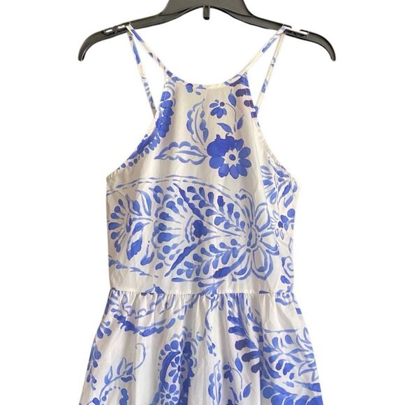 Woman’s Blue/White Sleeveless Floral Print Midi Dress. Size Small - Picture 2 of 5